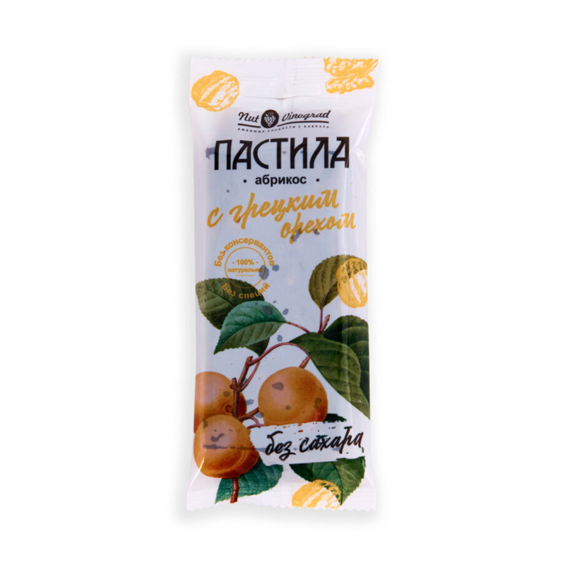 Фруктовая пастила абрикос с грецким орехом 50г 1шт NUT VINOGRAD
