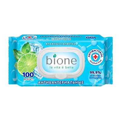 Салфетки влажные BIONE100 шт