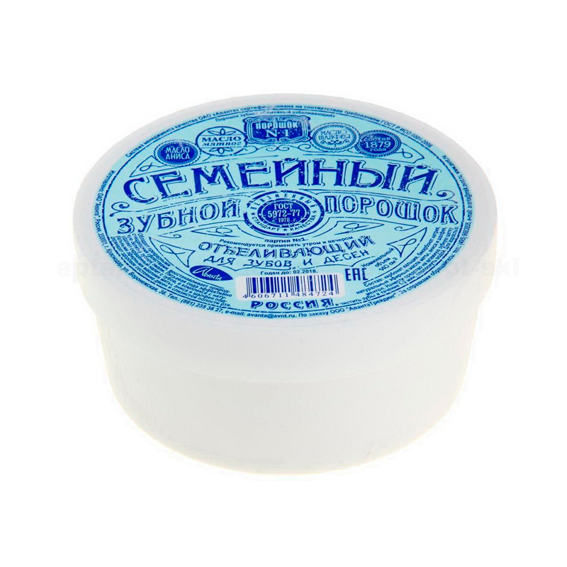 Зубной порошок Семейный отбеливающий банка 140г