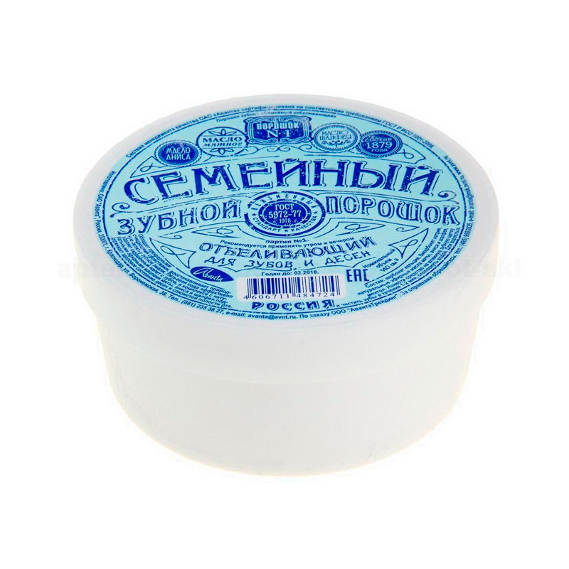 Зубной порошок Семейный отбеливающий банка 140г