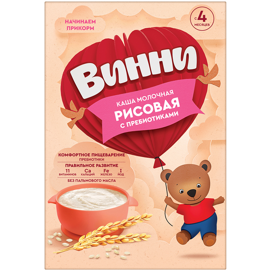 Винни каша молочная рисовая с пребиотиками 200г