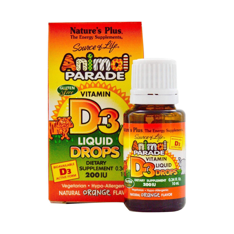 Animal Parade Витамин D3 в каплях для детей с Апельсиновым вкусом 10мл/29941/