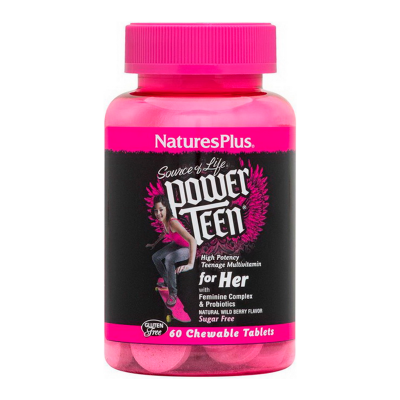 NaturesPlus Power Teen мультивит,комплекдевочки-подростки №60 жев.табл/30004/