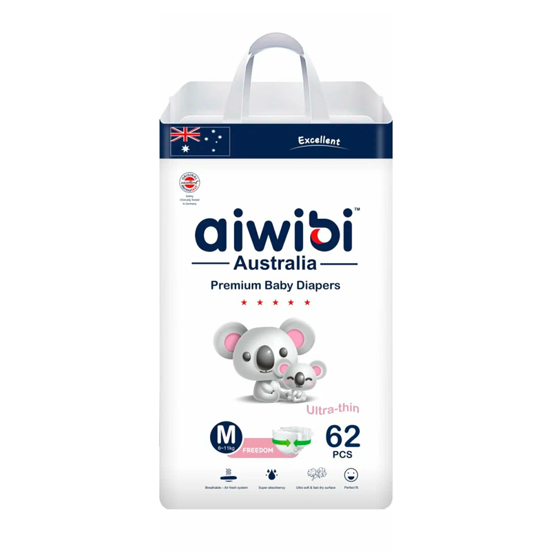 Подгузники Aiwibi Premium Little Sleeper размер M  (6-11 кг) 62 шт