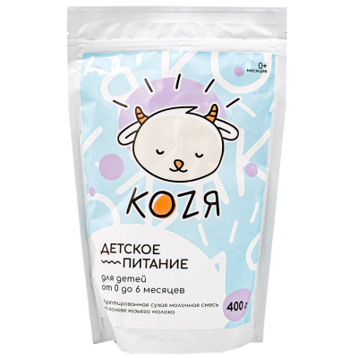 Адаптированная сухая молочная смесь Коzя на основе козьего молока для детей от 0 до 6 мес 400 гр