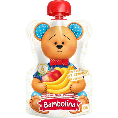 BAMBOLINA Пюре из яблока и банана 100гр