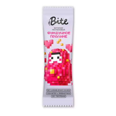 Батончик Bite протеиновый глазированный Фундучное пралине 40г