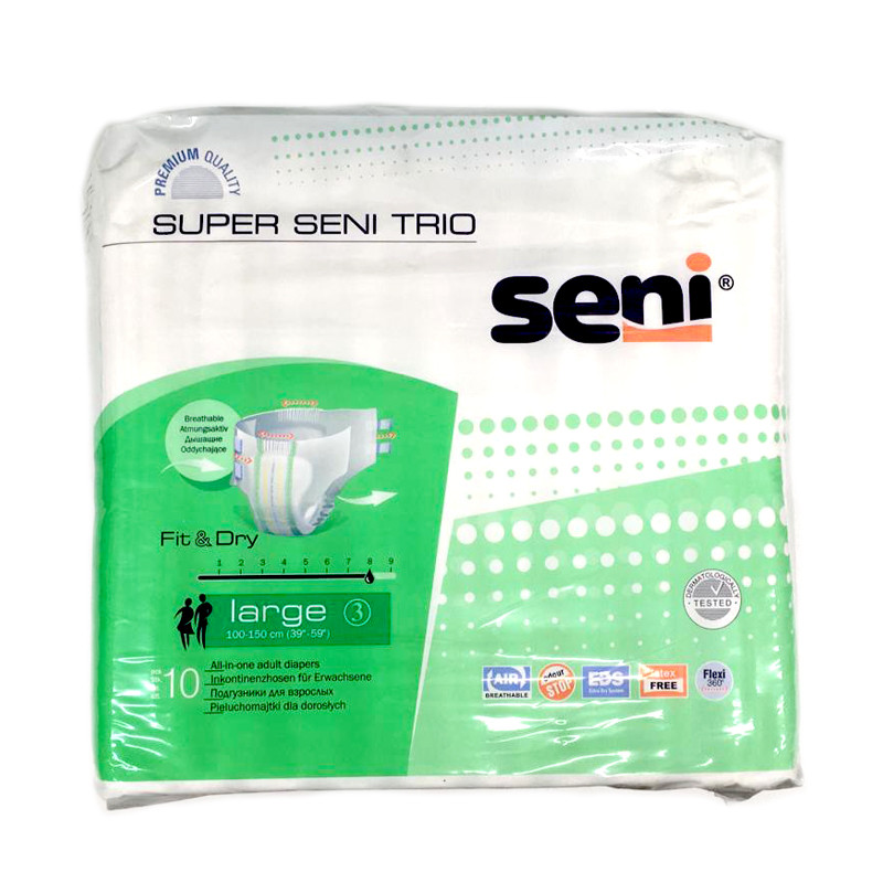 Подгузники для взрослых Super Seni Trio Large 3 (100-150см) 10шт