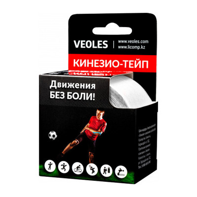 Veoles Кинезио-тэйп с усил.фиксацией, 5см х 5м  1шт рулон белый