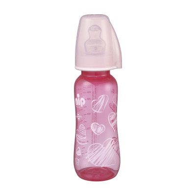 Бутылочка пластиковая 250мл с силикон. соской1шт NIP Trendy Girl /35039