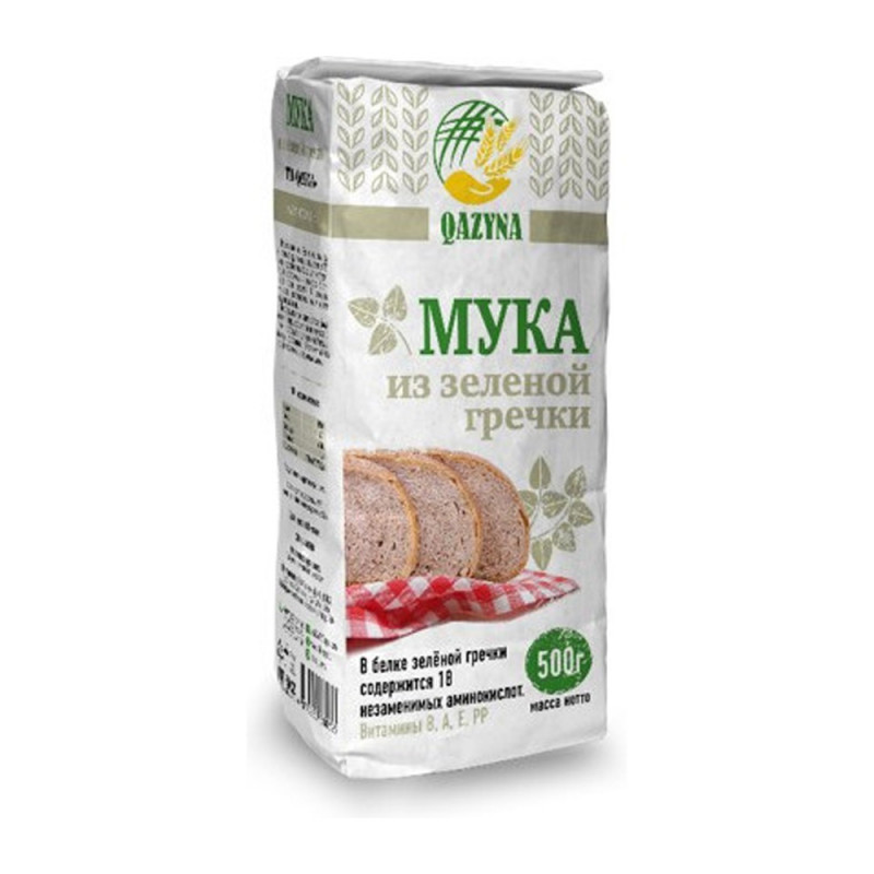 Мука Зеленая гречка 500гр Qazina