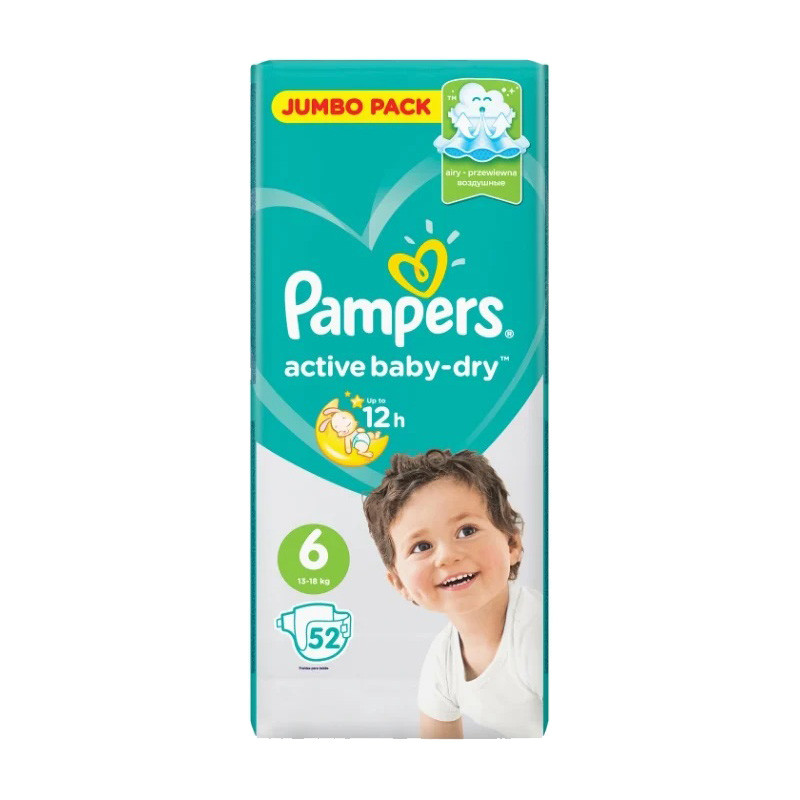 Подгузники Pampers active baby-dry 6 (13-18кг) 52 шт