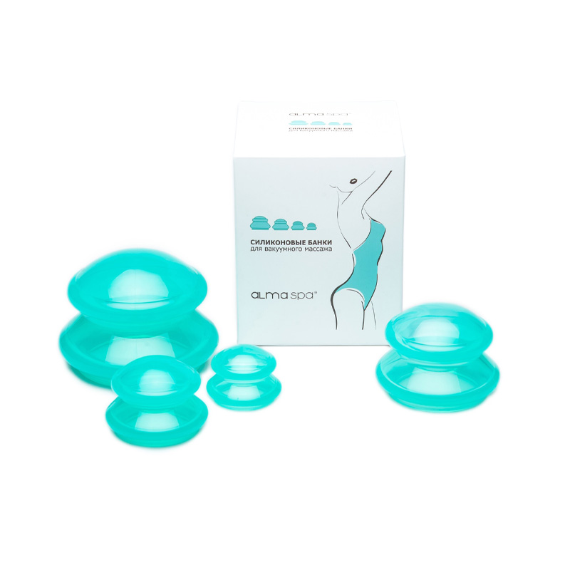 ALMASPA Силиконовые банки для антицеллюлитного массажа (изумруд)