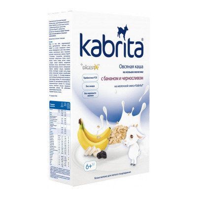 Kabrita овсяная каша на козьем молоке с бананом и черносливом 180г с 6мес