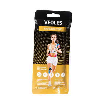 Veoles Кинезио-тэйп с усил.фиксацией, 5см х 1м  1шт Телесный